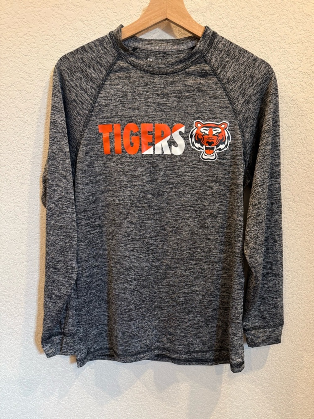 Holloway Gray Long-Sleeve 'TIGERS' Performance Tee with Orange Tiger Graphic